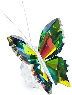 YWHL Cute Crystal Butterfly Figurine Decor, Handmade Glass Butterfly Statue with Crystal Ball Base, Animal Ornament Collectible Gifts for Women Men