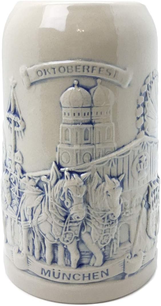 Beer Stein Munich Beer Wagon Stoneware Beer Mug by E.H.G | 1 Liter