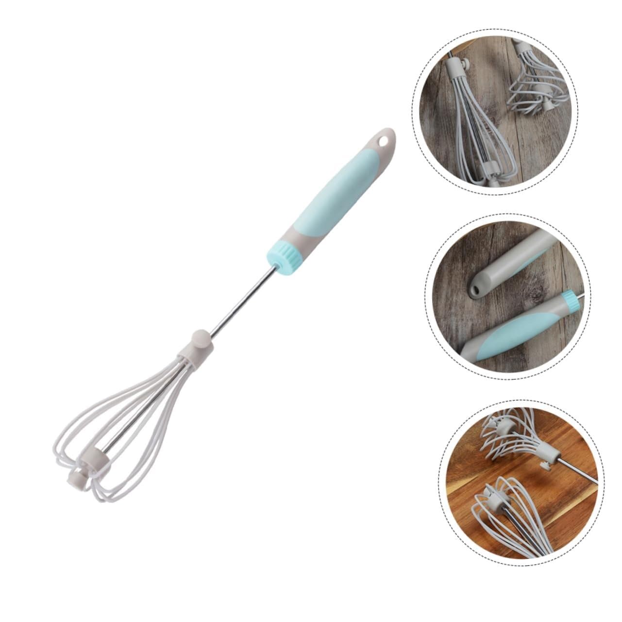 Batidor Varillas Cocina Mezclador De Crema Manual De Harina De Pan, Herramienta Rotativa De Acero Inoxidable, Espumador De Leche Rotativo De Nailon Barillas Batir Batidor De Huevo