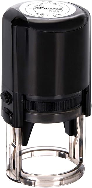Custom Stamp Round Self Inking,Personalised Stamp-Diameter 40mm Rubber Stamps with 4 Optional Ink Colors-Black,Red,Blue,Green