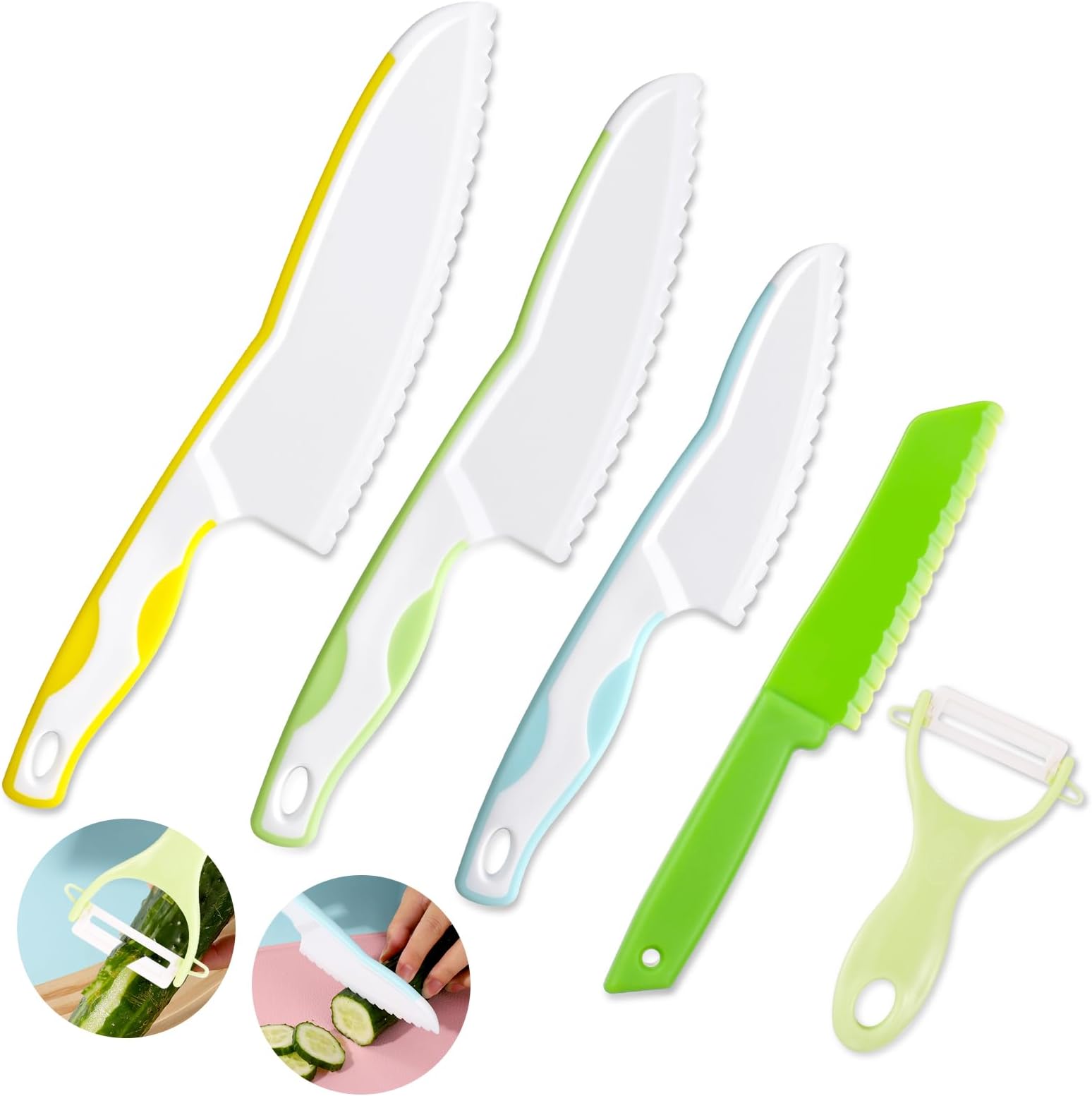 Jatidne 3pcs Kids Knives for Chopping Plastic Safety Knives for
