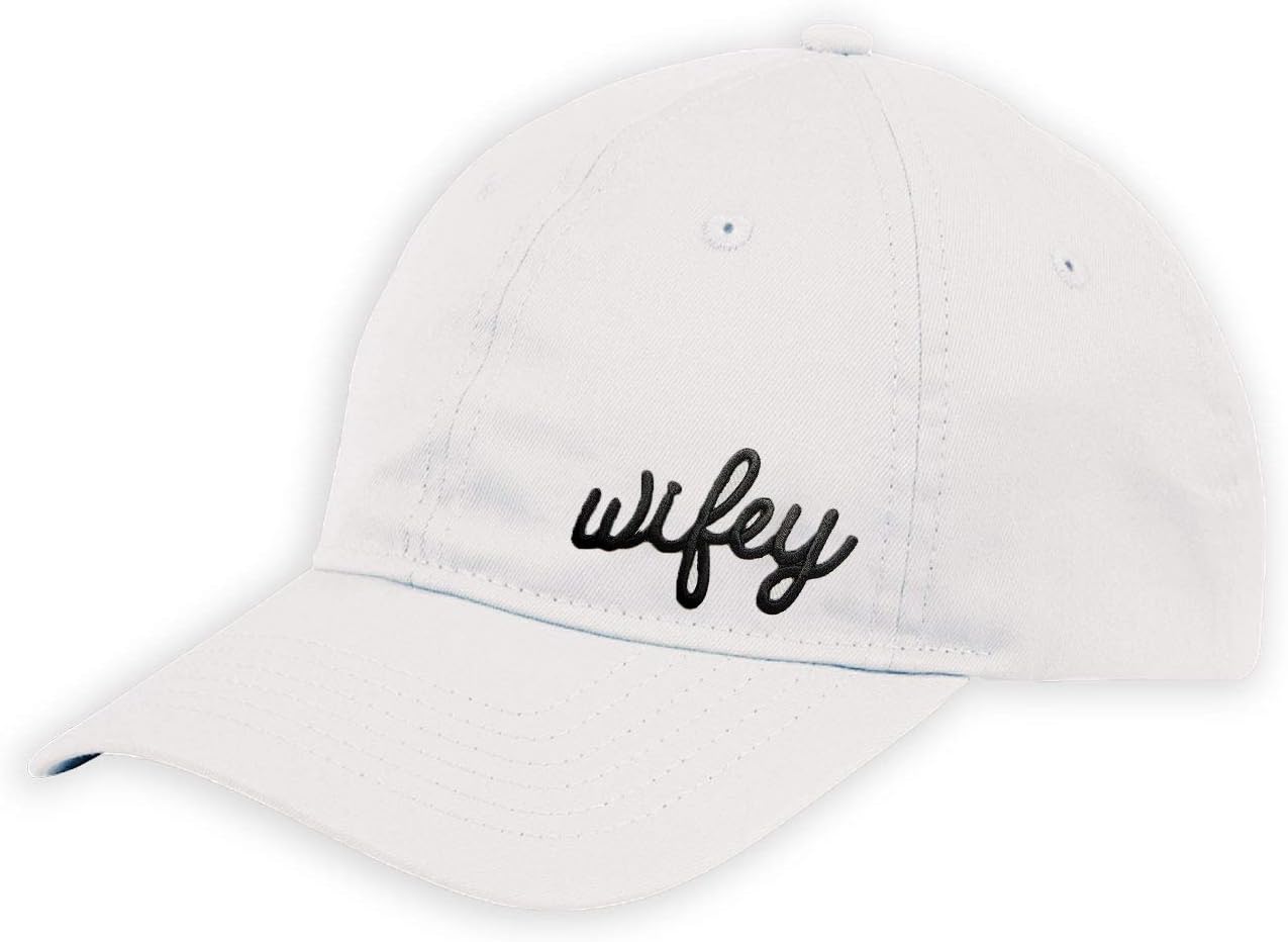 ModParty Wifey Hat | Bride Baseball Cap | White Cap with Embroidered Patch | Honeymoon Wedding Gift Idea | Adjustable Buckle Women’s Hat