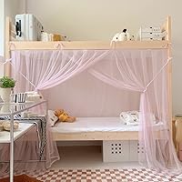 Vista 11 de 4 postes esquineros para dormitorio de estudiantes, litera, mosquitera, para cama, cortinas de cama para estudiantes, dormitorio, escuela, Blanco