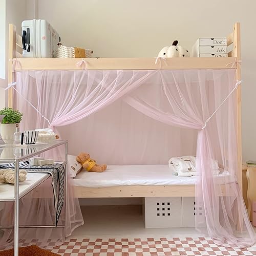 Vista 25 de 4 postes esquineros para dormitorio de estudiantes, litera, mosquitera, mosquitera, cortinas de cama para estudiantes, dormitorio, escuela