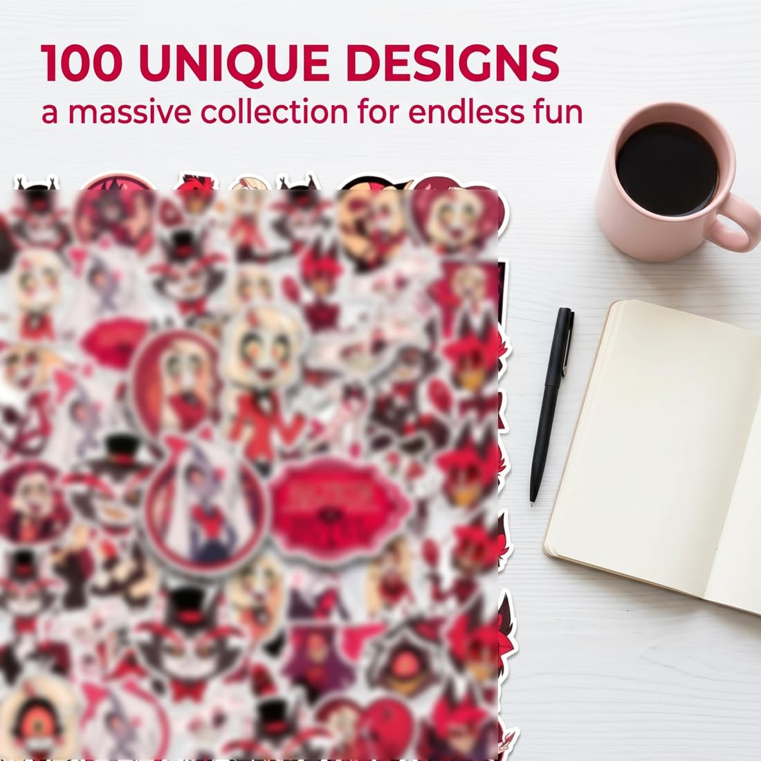 110 pezzi Collezione di Hazbin di Hotel Merch Adesivi per valigia Skateboard Laptop Computer Bottiglie d'acqua Auto Adolescenti Ragazzi Ragazze Decal Adesivo impermeabile