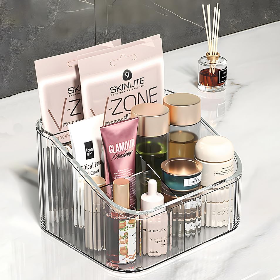 Miniatura 3 de Organizador de maquillaje acrílico con divisores  Soporte de almacenamiento de cosméticos ajustable para lápiz labial, sombra de ojos, polvo,