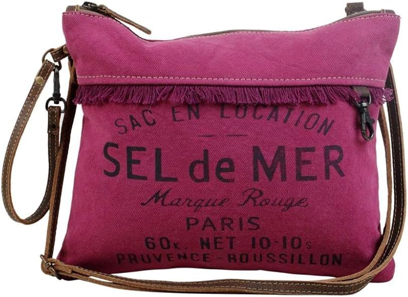 Myra Bag Fuchsia Small & Crossbody Bag Upcycled Cotton & Leather S-2881