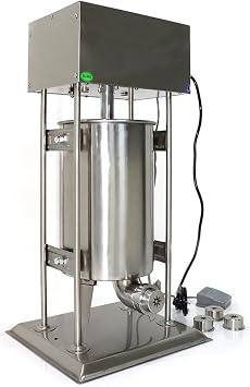 15L Electric Sausage Filler Machine, Churros & Dough Stick Maker Machine with 4 Stuffing Tubes, 110V 40W Commercial Vertical Stainless Steel Stuffer for Family Use and Commercial
