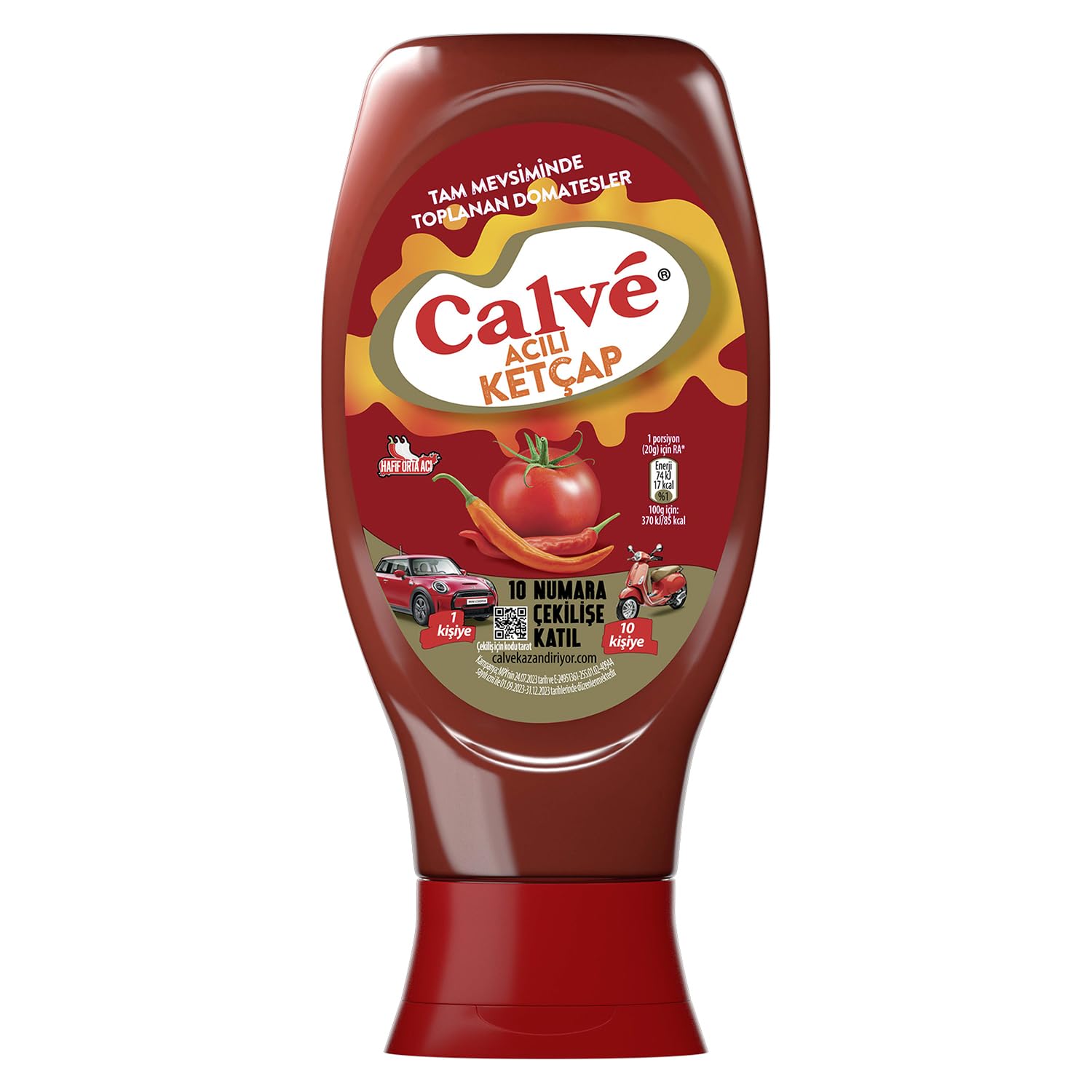 Calve Ketçap Acılı Mevsiminde Toplanan Domatesler Hafif Orta Acı 400 g