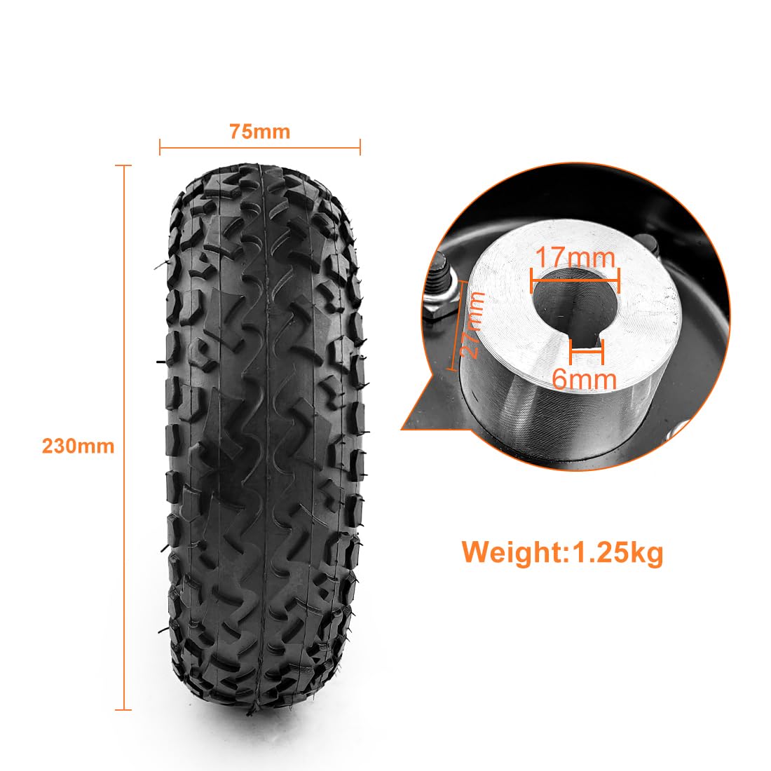 L-faster Double Roue de 9 Pouces 75 TR/Min 120 TR/Min 24V 250W kit de Moteur à Engrenages brossés pour Chariot de brouette d’Outils de Jardin