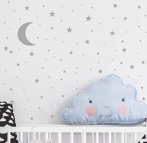 Miniatura 2 de Calcomanía de pared de luna y estrellas calcomanía de vinilo para niños niñas decoración de habitación de bebé buena noche decoración de pared hogar