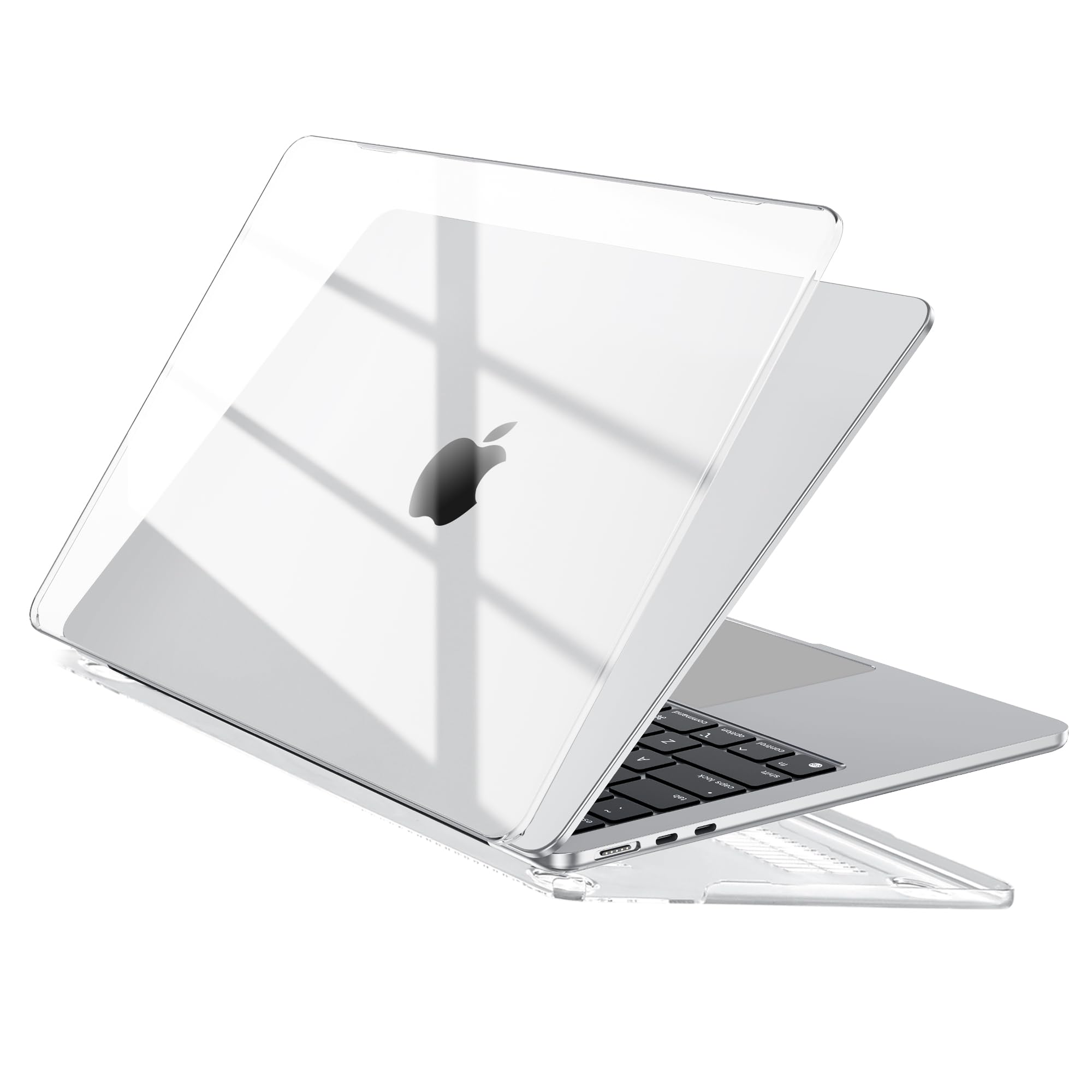 EooCoo Compatible with MacBook Air 15 inch Case 2025 2024 2023 M4 M3 M2 Model A3241 A3114 A2941, Transparent Plastic Hard Shell Cover, Smooth Shiny Surface, Crystal Clear