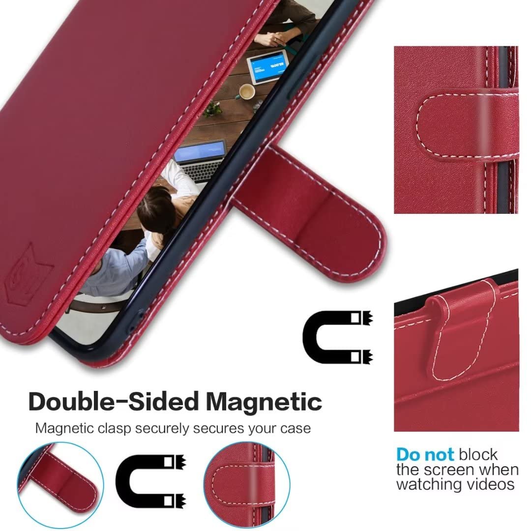 GoodcAcy Case per iPhone 12 Pro/12,Custodia in Pelle iPhone 12 Pro,Cover a Libro iPhone 12 [Schermatura RFID] Magnetica Portafoglio Wallet Cover,Vino rosso