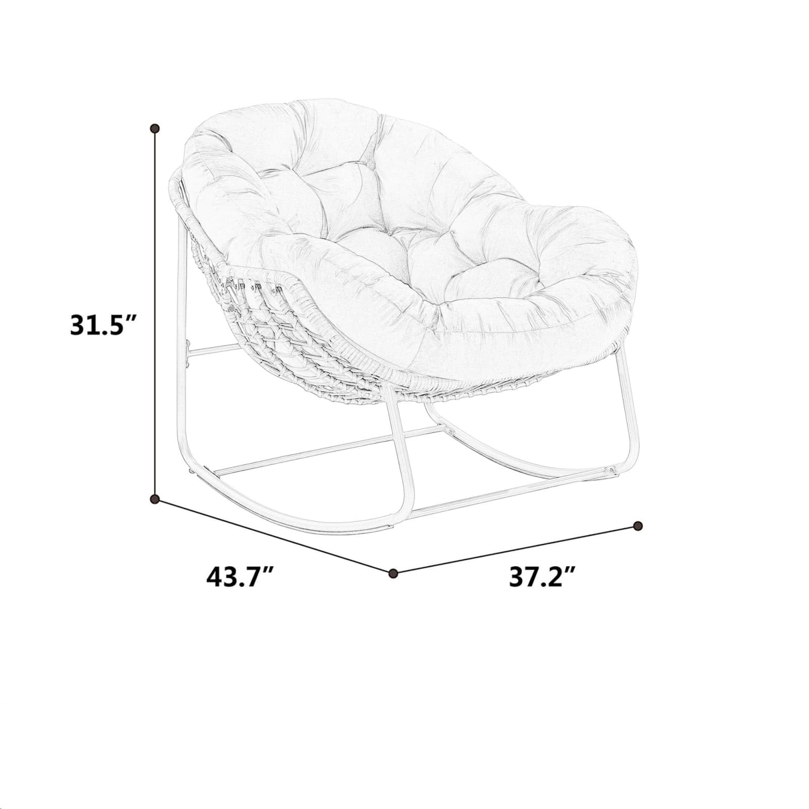 Sweiko Fauteuil à Bascule d'Extérieur en Rotin avec Coussin Moelleux,Fauteuil de Loisirs Ergonomique Adapté aux Porches,Salons,Terrasses et Jardins (LightGray)