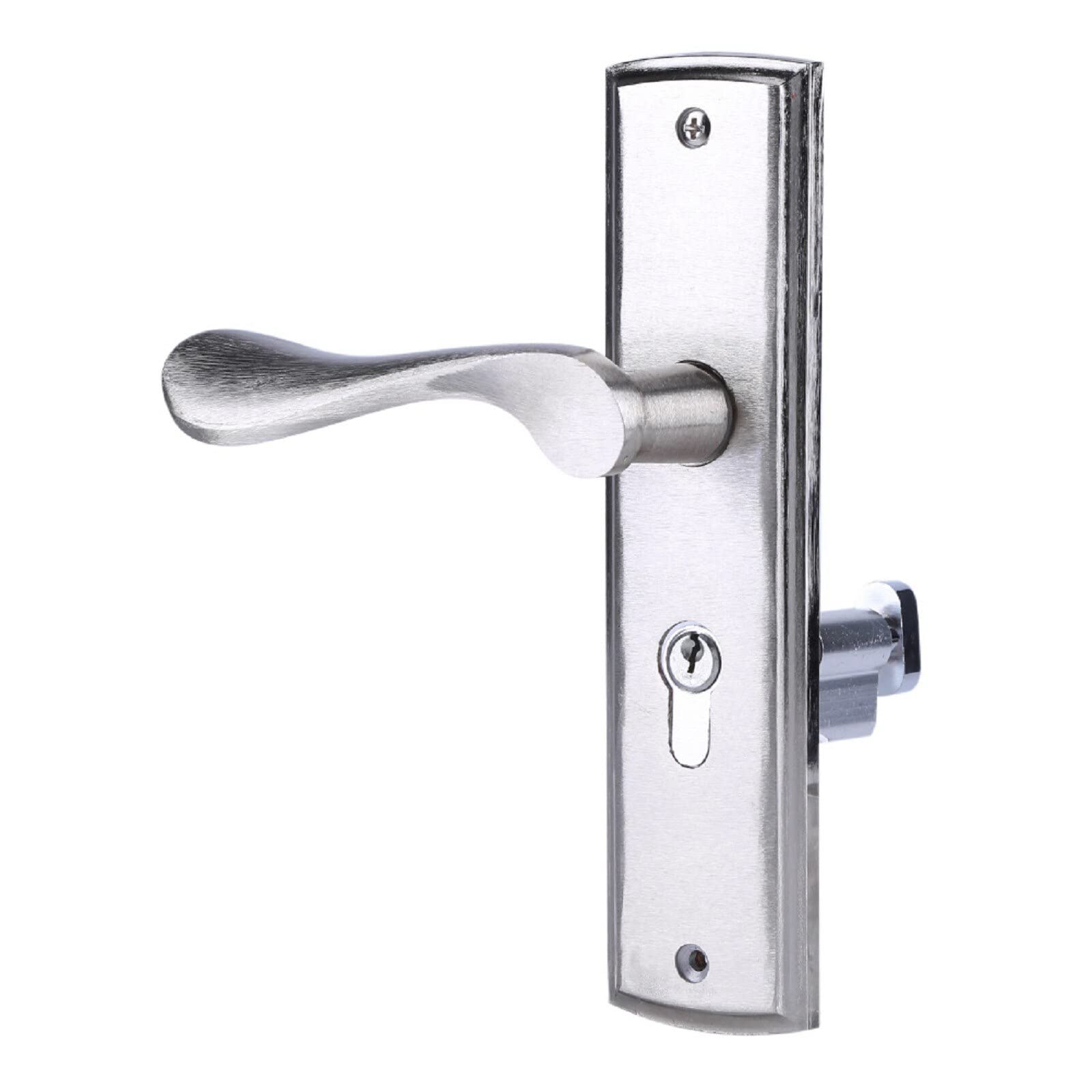 YUEKOPOU Silver Door Handle Lock Set - Interior Security Lock with Keys for Home Use