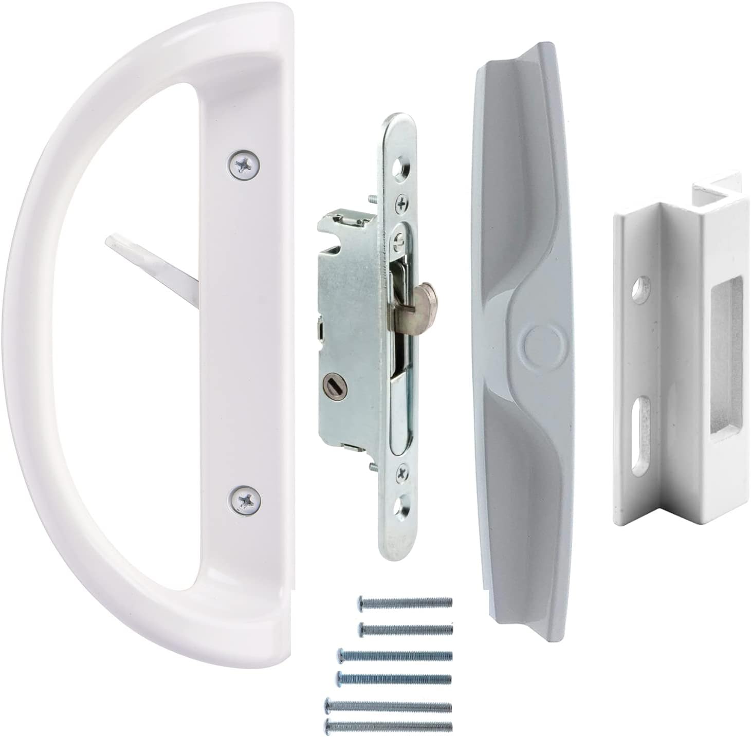 Locked Patio Sliding Door Handle Set with Mortise Lock 45° and Face Plate Perfect Whole