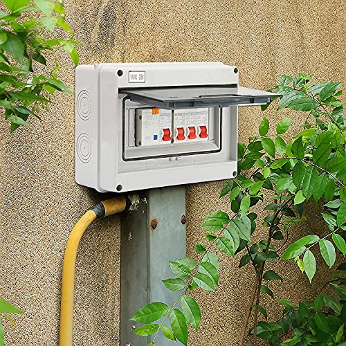 AYNEFY 3 Way Consumer Unit, Garage & Caravan CU with 63A 30mA RCD & 6A 16A 32A MCBs, IP65 Waterproof Enclosure for Outbuildings Sheds Workshops, 230V-400V Rated - Image 5