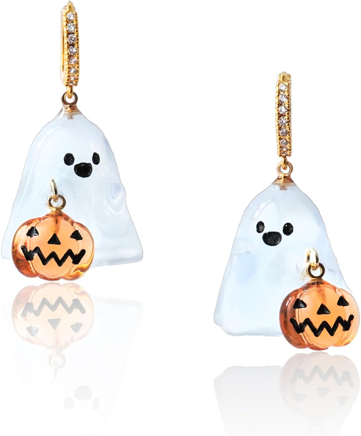 Handmade Halloween Exclusive Ghost Earrings - Cute Spooky Alloy Earrings with Pumpkin Charms, Fun Gift for Her