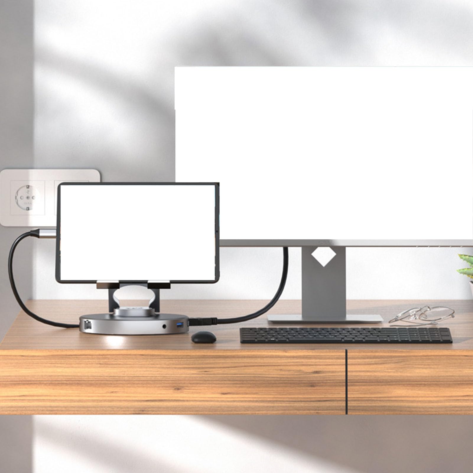 Estación de acoplamiento USB C giratoria de 360 ​​° para Pro, soporte de estación de acoplamiento para tableta 11 en 1 Soporte para tableta con concentrador USB C