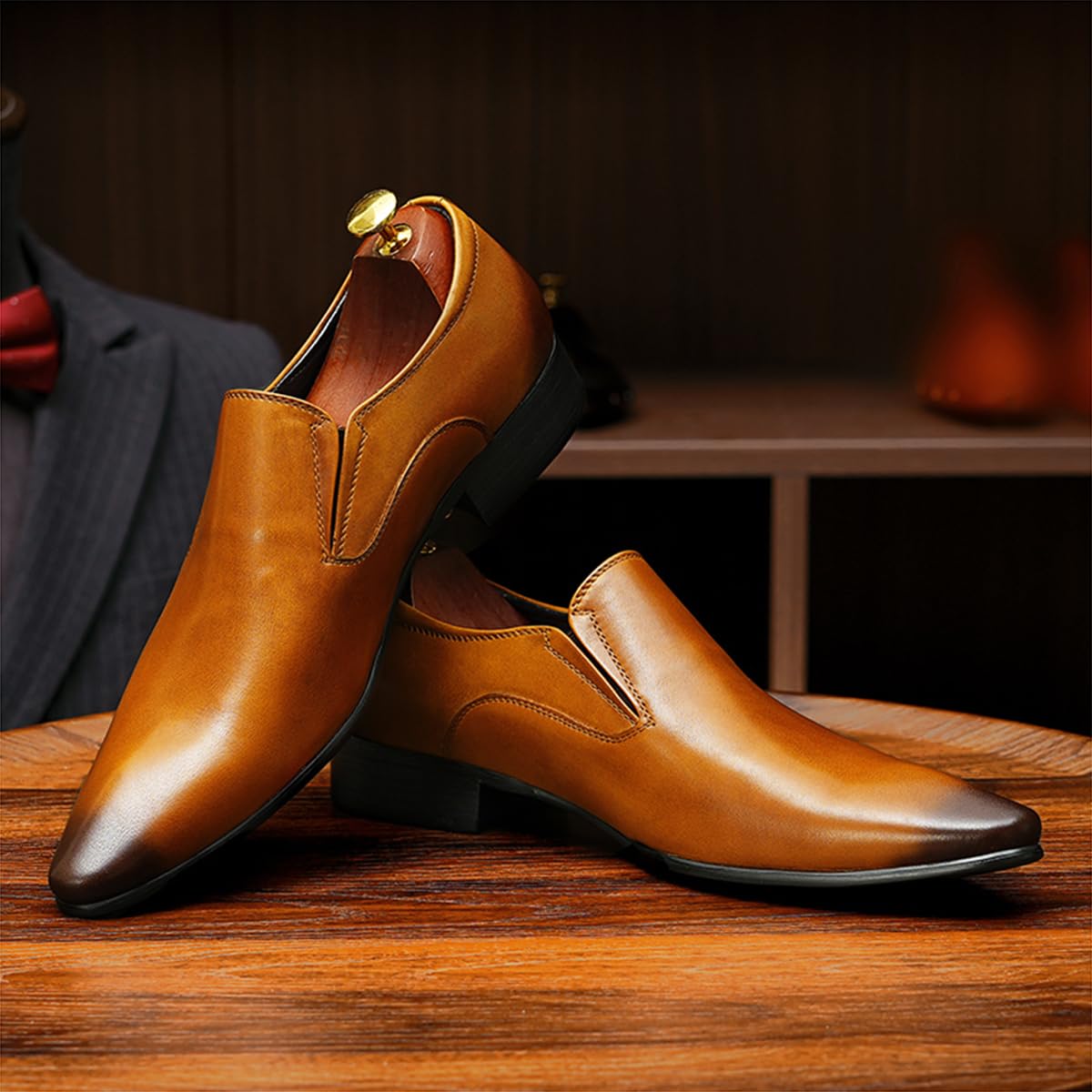 Zapatos de Vestir Slip On en Cuero Genuino para Hombre Mocasines Negocios Casuales Loafers Formales