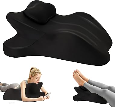 Oversized 27-Degree Couples Pillow - 5-in-1 Memory Foam Wedge for Neck Alignment, Zoned Support for Arm & Shoulder, Phone Reading, Leg Elevation - Washable Cover Black