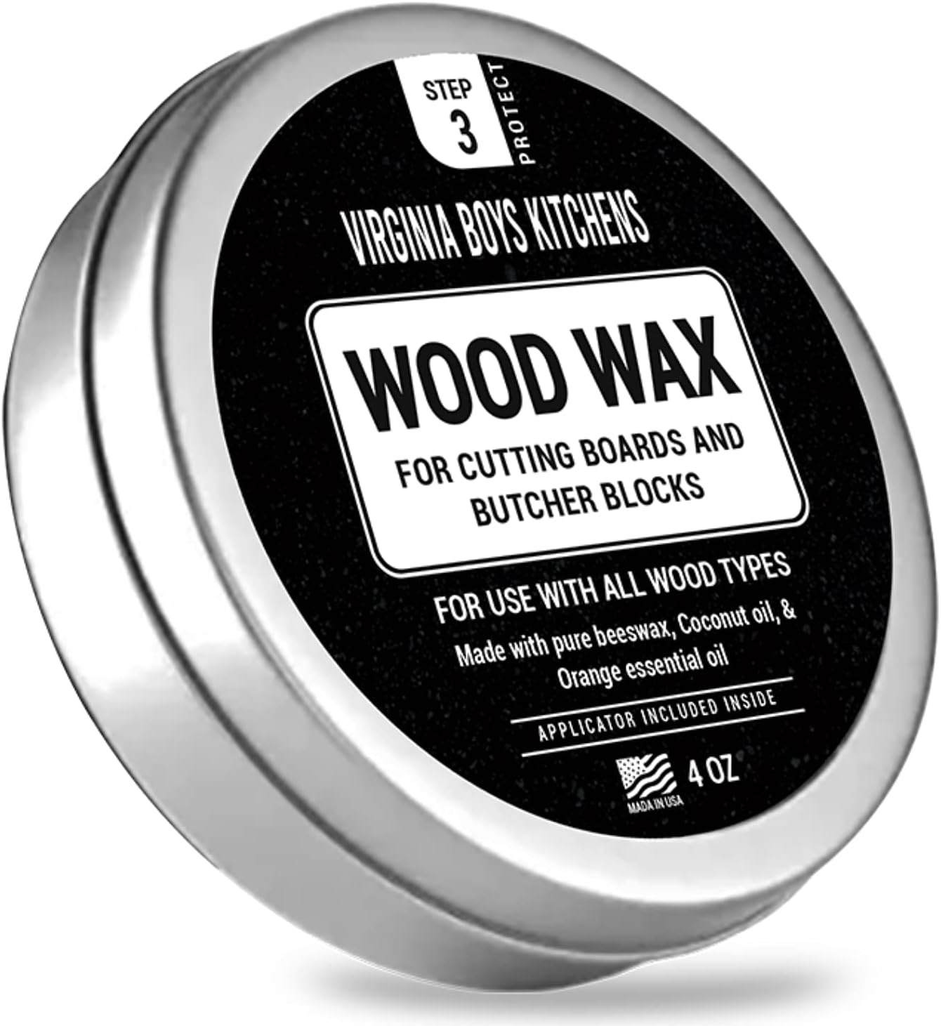 Wood Wax - Applicator included - made with Coconut Oil and Beeswax - Food Grade - for Cutting Board, Bowl, wooden utensils