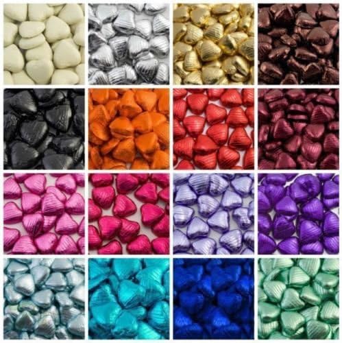 Toot Sweets Heart Shaped Foiled Solid Milk Chocolate Hearts Sweet Bag (Mixed, 100)