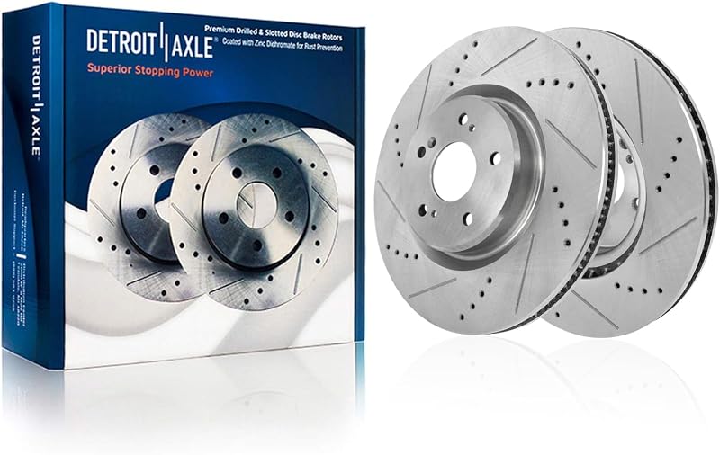 2 Discos de Freio Dianteiros Perfurados e Ranhurados Detroit Axle para Acura RDX 2019–2025 – 315 mm