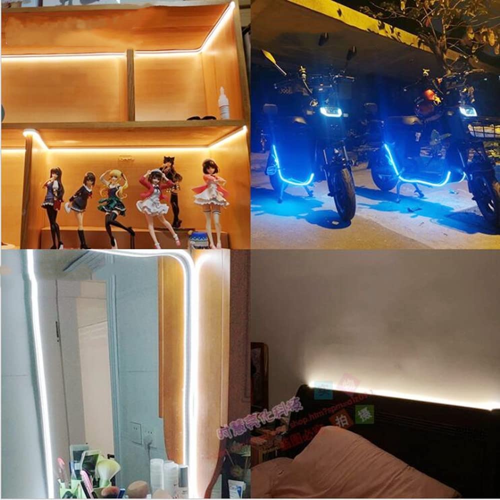 KISUFU Taśma świetlna LED, neonowa taśma świetlna 5 m, 120 diod LED/m, 5 V, 2835, wodoodporne, silikonowe, elastyczne paski LED, neonowa lina USB, do sypialni, na imprezę, do dekoracji na zewnątrz, 4 m, ciepła biel