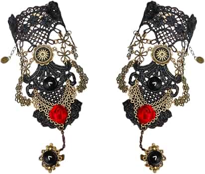 Guanti Steampunk Senza Dita - Nero Con Decorazioni Gotiche, Unisex Per Cosplay - Foto 13