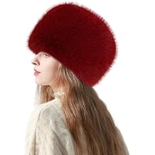 Womens Warm Faux Fur Bucket Hat - Cossack Russian Style Ushanka Hat - Plush Mongolian Ear Protection Hat