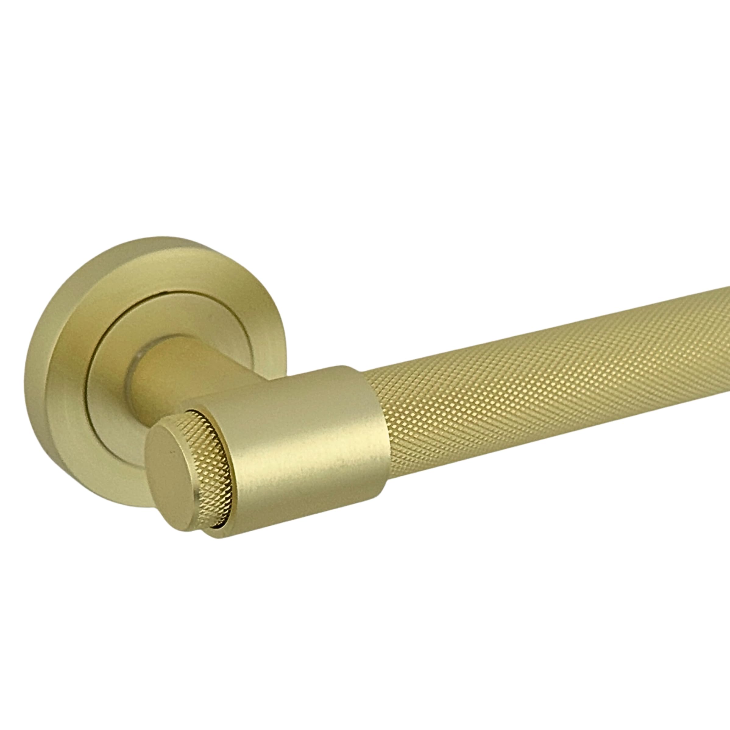 AXS Dakota Internal Door Handles on Rose – Lever Handle Pair for Wooden Doors – Modern Concealed Fix – Fits Standard UK Tubular Latch (Satin Brass, Handles Only)