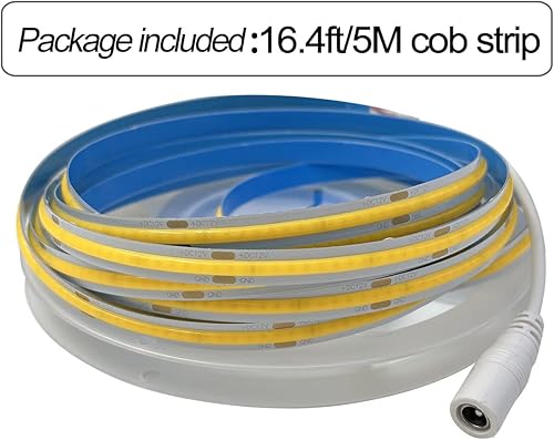 Miniatura 5 de HAMRVL COB - Tira de luces LED rojas, 12 V CC 16.4 pies16.4 ft, 320 ledsM CRI90, cinta de luces LED flexibles brillantes de 0.315 in, para gabinete