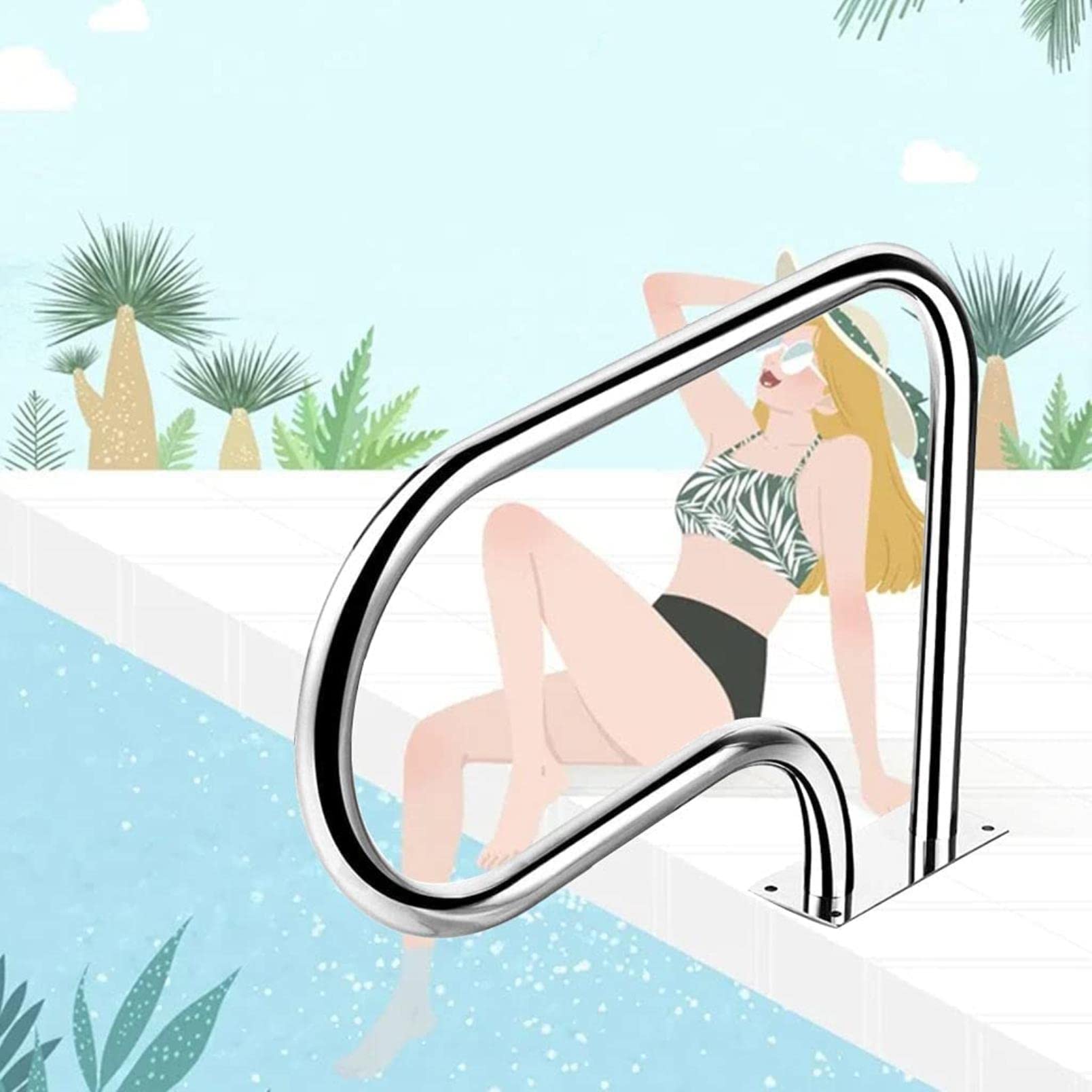 Rampe de piscine en inox pour sécuriser l'accès aux baignades en famille tout l'été
