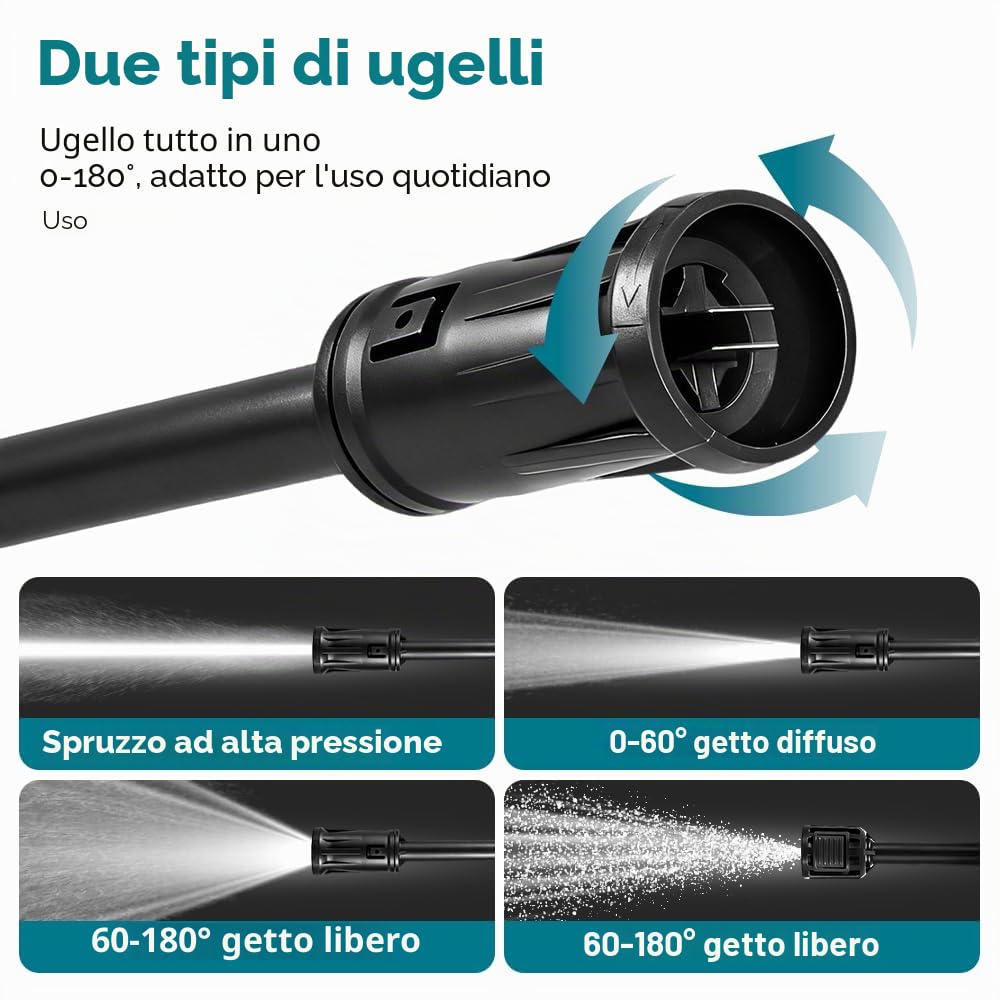 Yofidra Idropulitrice ad alta pressione, con lancia a schiuma e pistola ad acqua, pressione 100 bar, 1200 W, tubo da 5 m, per auto, casa e giardino, pressione elettrica