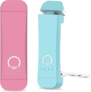 Paquete de 2 Luz de Lectura Recargable,Lámpara con Pinzas para Protección Ocular -3 Colores & Regulación de Brillo Continua, Plegable para Leer en la Cama,Ideal para Amantes de Libros,Rosa+Azul
