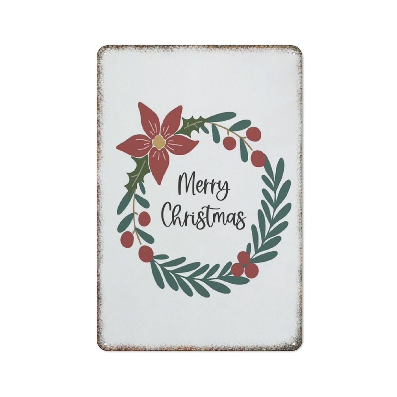 Merry Christmas Embossed Metal Wall Poster Holiday Tree Print Art Decor Sign for Home Backyard Cafe Bar Man Cave Office Farmhouse Garden 8x12 Inch