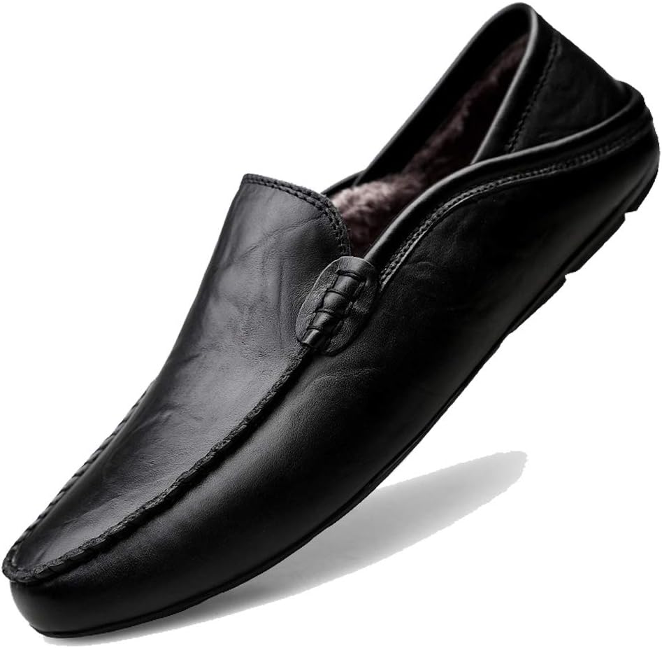 MCICIMens Loafers Moccasin Driving Shoes Premium Genuine Leather Casual Slip On Flats Fashion Slipper Breathable Big, Black,US8.5, 42 EU