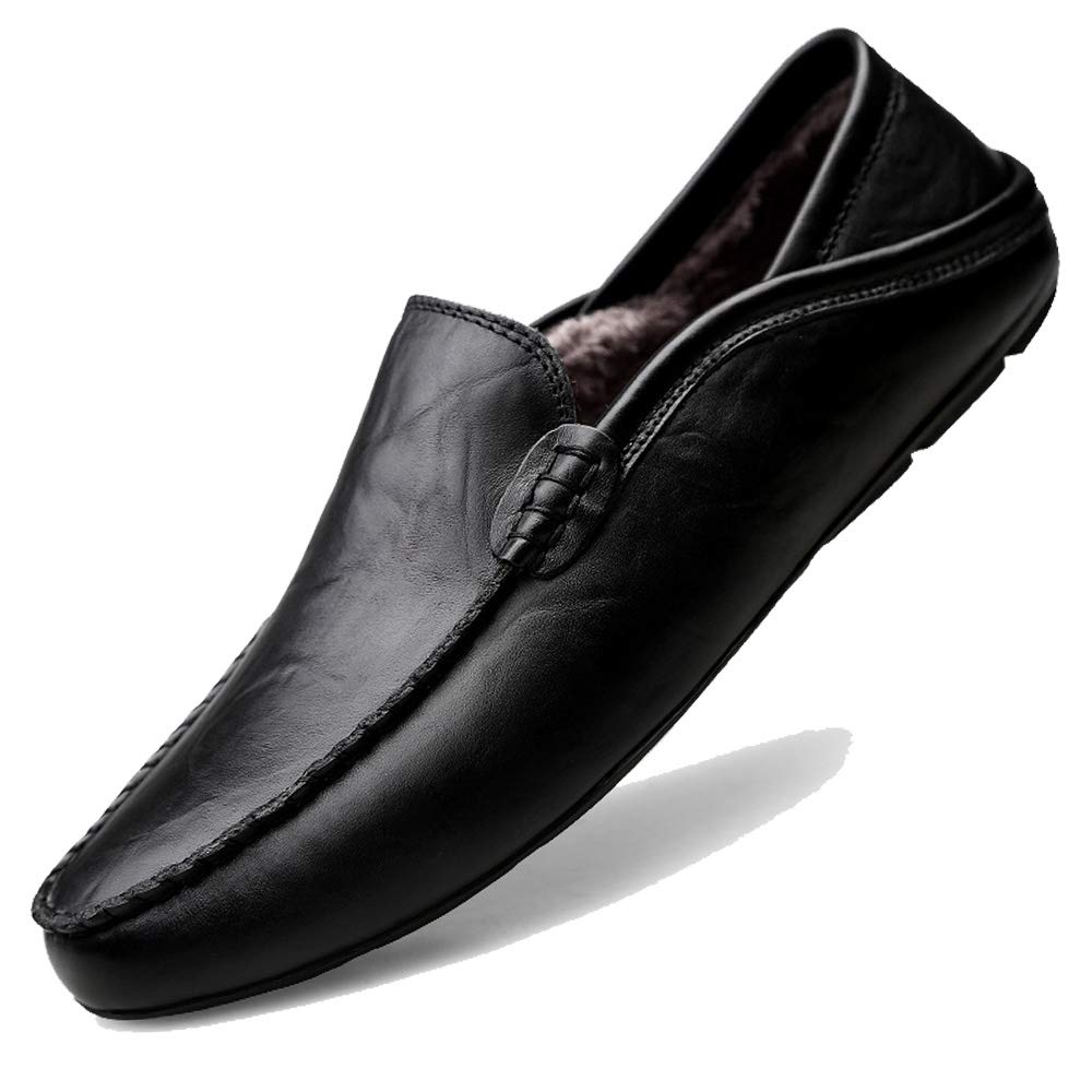 MCICIMens Loafers Moccasin Driving Shoes Premium Genuine Leather Casual Slip On Flats Fashion Slipper Breathable Big, Black,US8.5, 42 EU