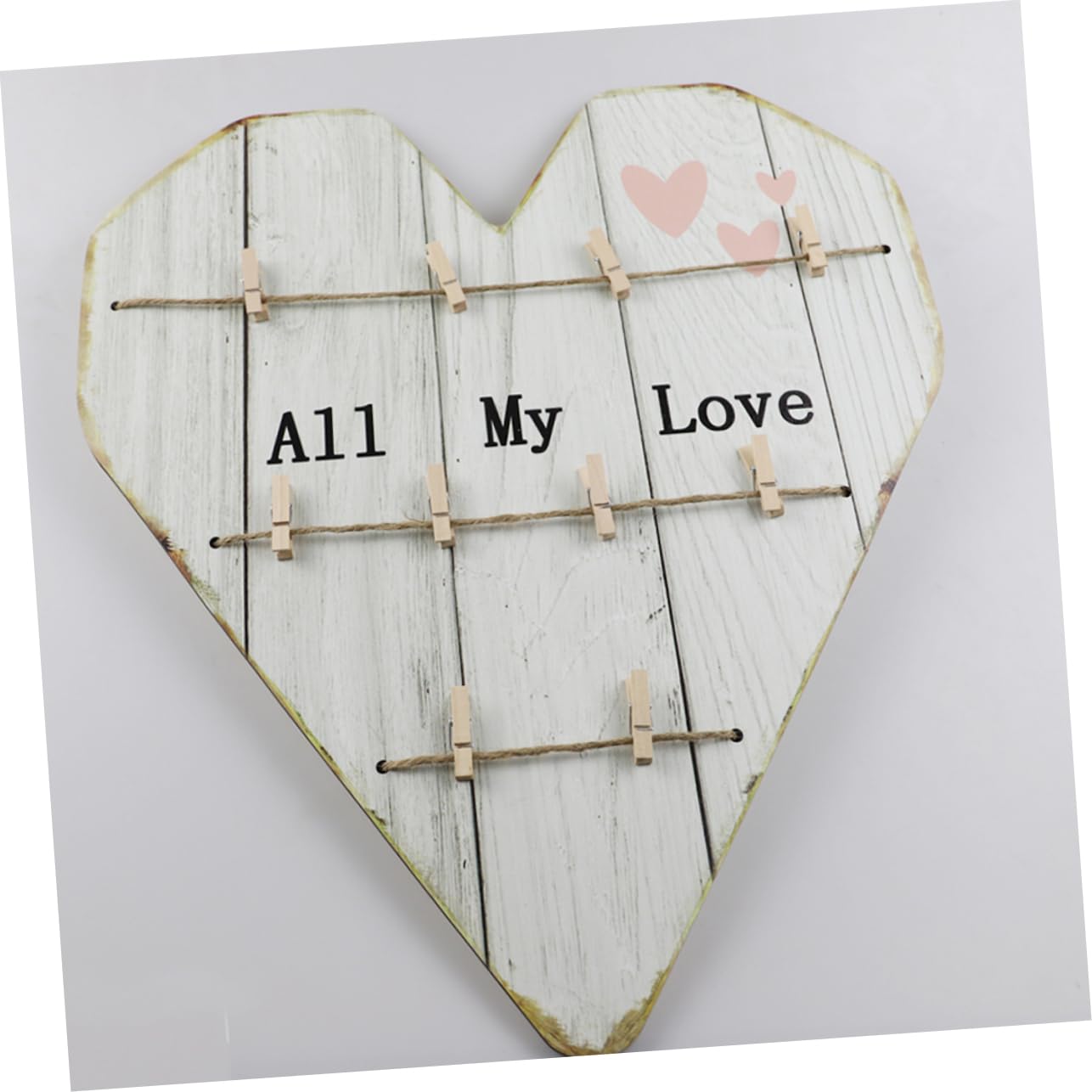 Portafoto da Muro a Cuore in Legno Beige Stile Rustico | Decorazione Parete Farmhouse, per Anniversario e Thanksgiving, per Natale e Capodanno