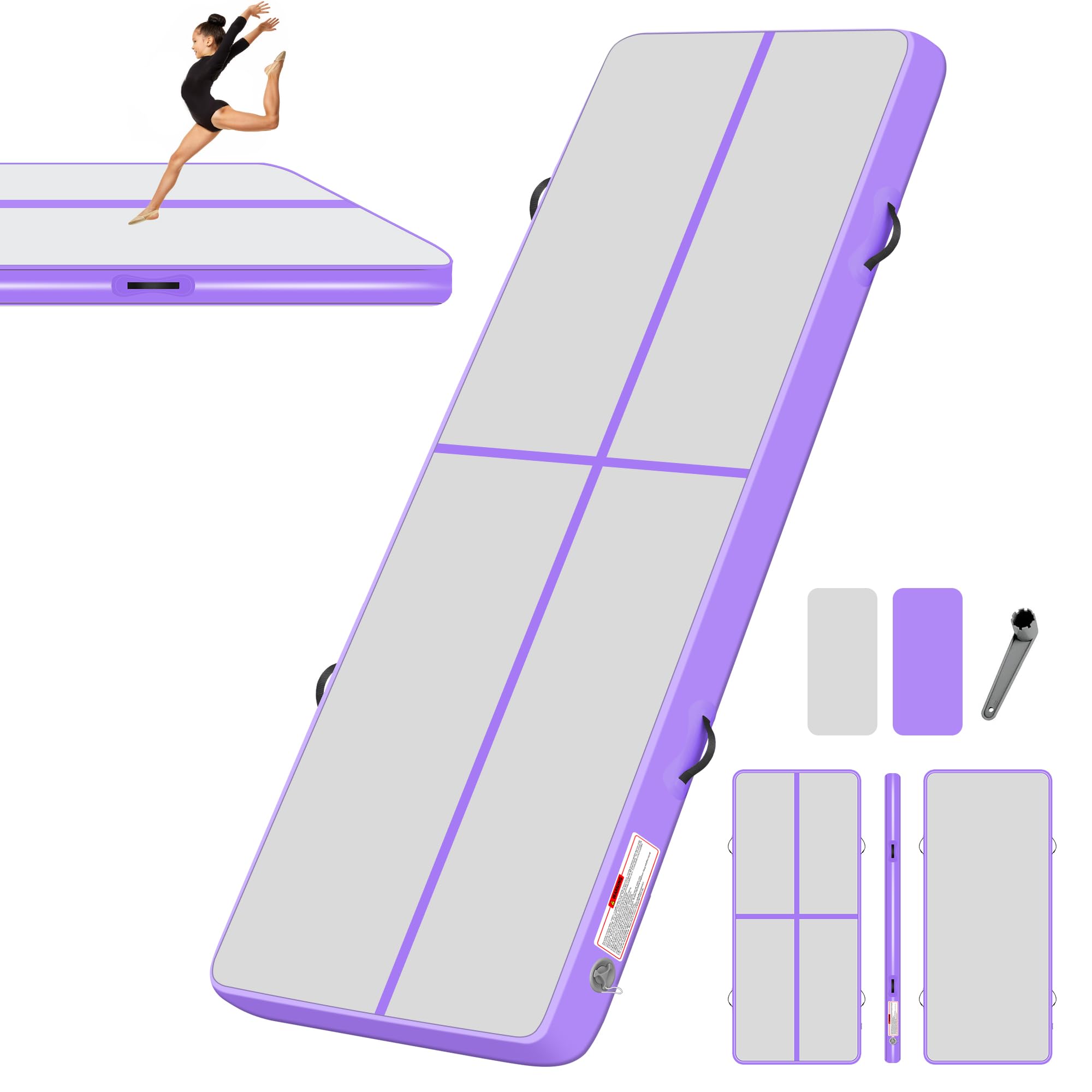 BPB Tappetino da ginnastica gonfiabile con pompa elettrica, 3 m, per uso domestico, allenamento, ginnastica, cheerleading, yoga, pilates, arti marziali, palestra, spiaggia, cheerleading, divertimento