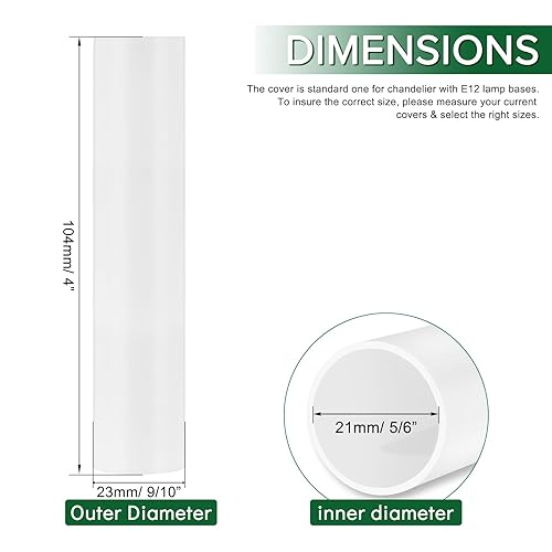 Miniatura 3 de Fundas de plástico blancas de 4 pulgadas de alto, fundas para candelabros, base de candelabro E12, juego de 6