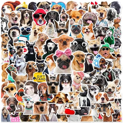 100PCS Funny Dog Meme Stickers Pack - Waterproof Vinyl Animal Stickers for Laptop, Water Bottle, Skateboard - Unique Gifts for Kids, Teens, Adults (No Repeats) ﻿