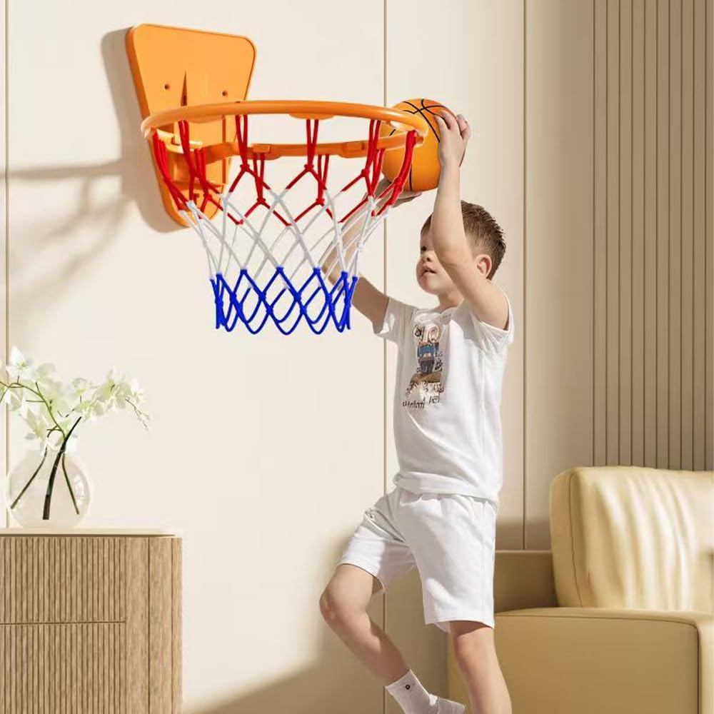 Wandmontierter Reifen 34 cm Wandmontage Basketballnetz mit Netz Universeller Tragbarer Basketballkorb für Kinder und Erwachsene