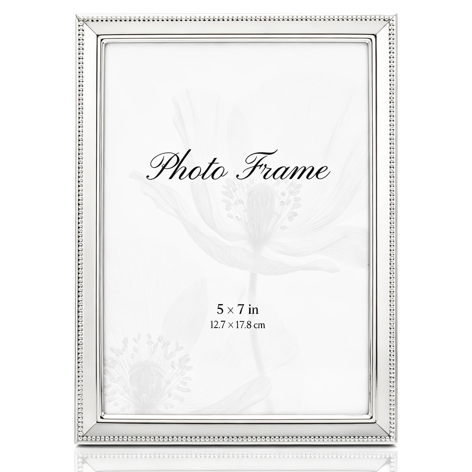 Metal Photo Frame, 5x7 inch Silver Picture Frame for Tabletop & Wall Mount