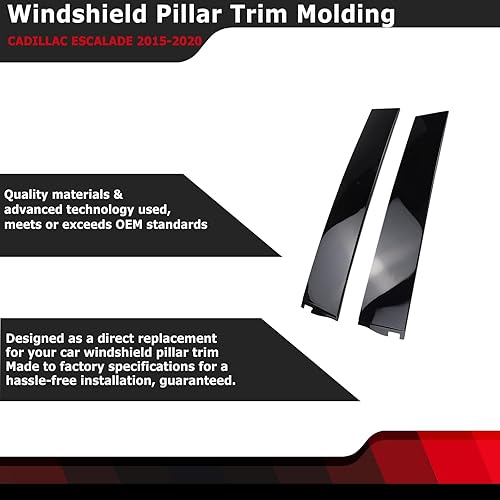 Miniatura 2 de Kit de molduras exteriores para pilar de parabrisas delantero del lado del conductor y del pasajero de 2 piezas, compatible con GMC Yukon XLChevy