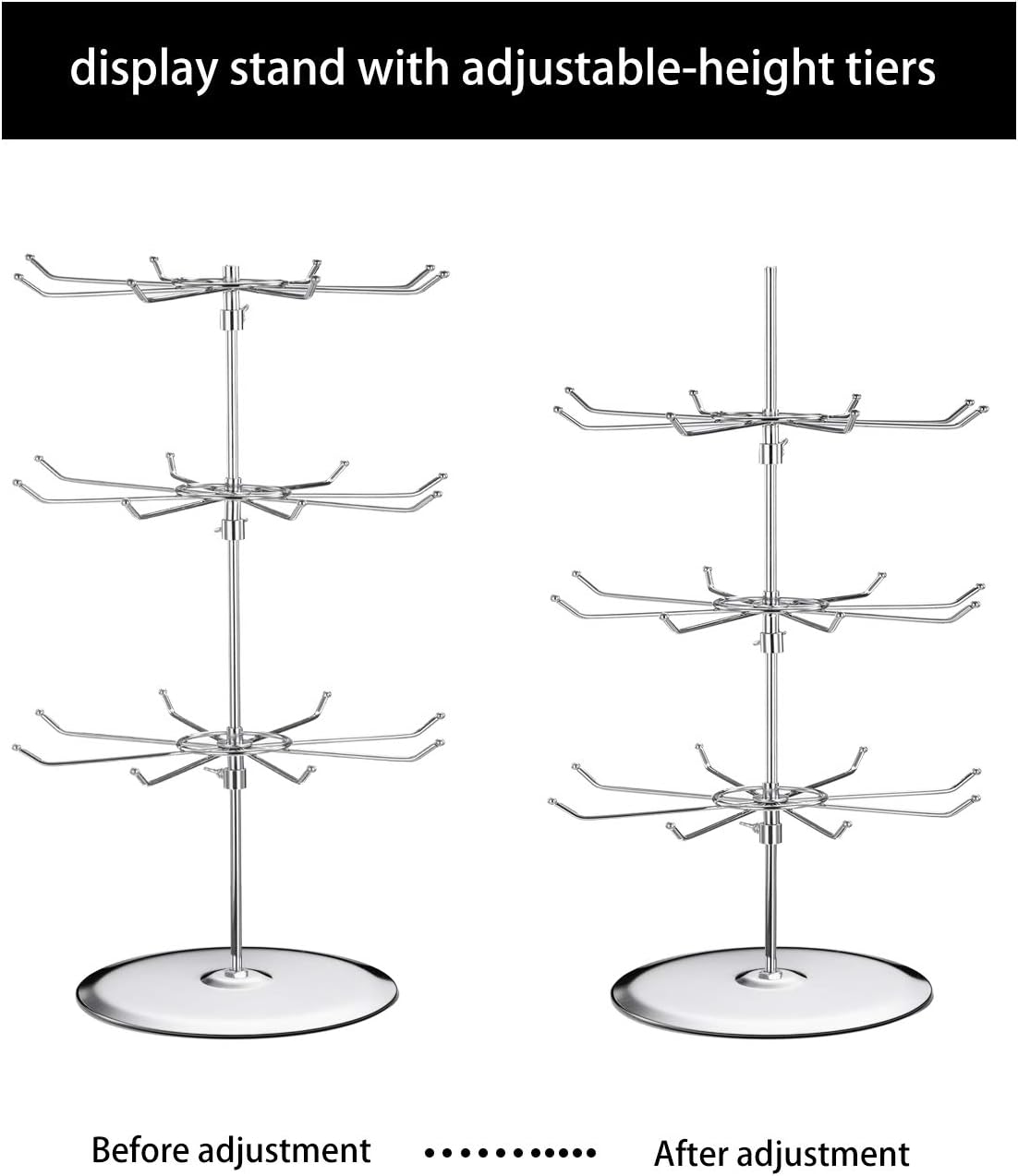 APL Display - Display Rack, 3 Tier Display Stand for Product Rotating Spinner Rack for Mall,Exhibition and Retail Store(Silver)