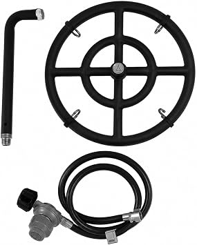Volcano Fire Pit Burner Ring Kit for Volcano 2 & 3 Outdoor Grills 12 Double Steel Burner, 36 Flame Ports, Propane Regulator, 52 Hose & J-Tube | Portable Fire Pit for Camping, Patio & Backyard