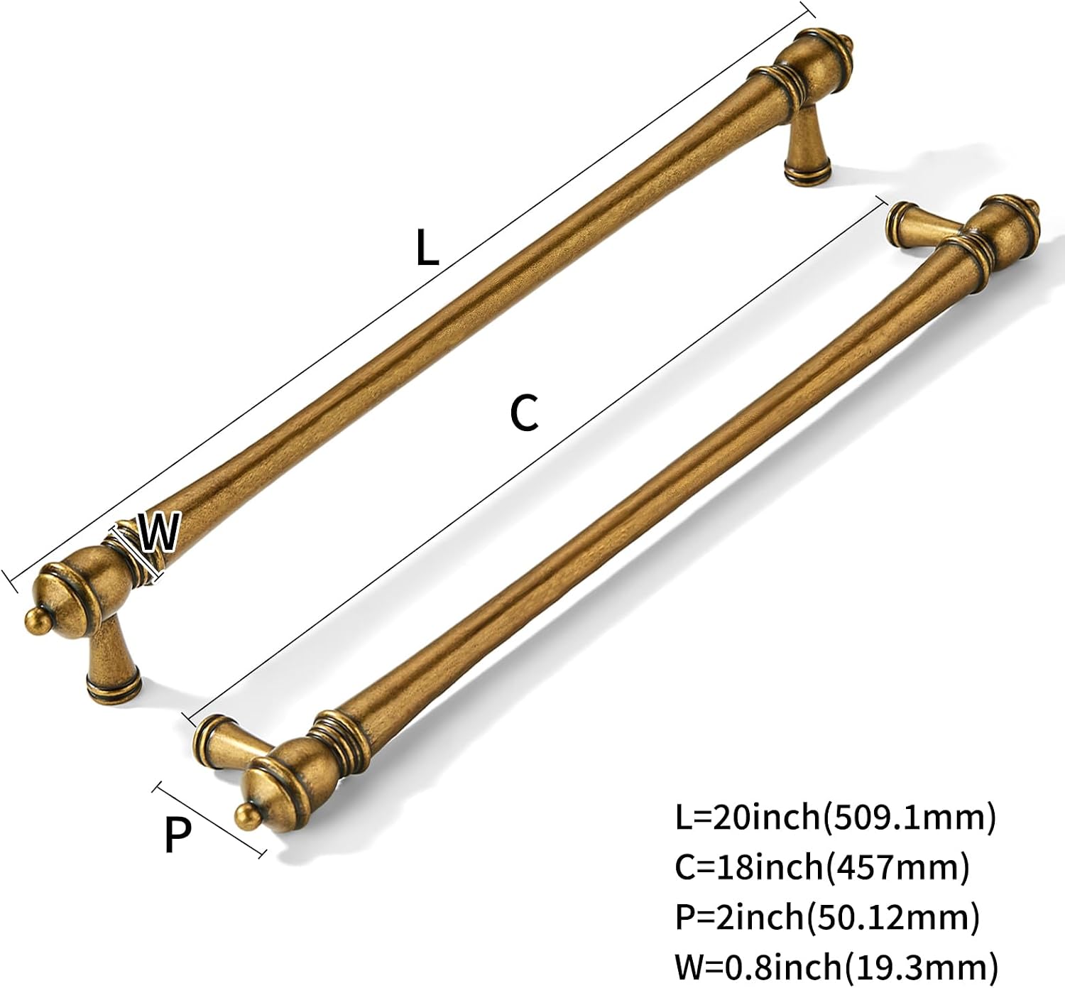 khtumeware 1 Pack 18 inch(457mm) Hole Center Appliance Pulls Vintage Antique Brass Cabinet Pulls Heavy-Duty Solid Cabinet Hardware Drawer Pulls Hardware Suitable for Kitchens bathrooms