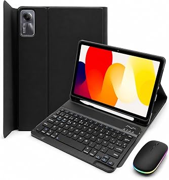 Keyboard Case for Xiaomi Redmi Pad SE 11 Inch 2023/Redmi Pad 2 2025, Slim PU Stand Cover with Magnetically Detachable Wireless Keyboard, Tablet Mouse,Black